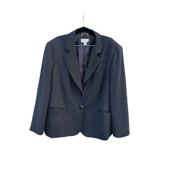 Vintage y2k blazer jacket 16W woman Black imported Italian wool blend Fabric USA - Picture 1 of 5